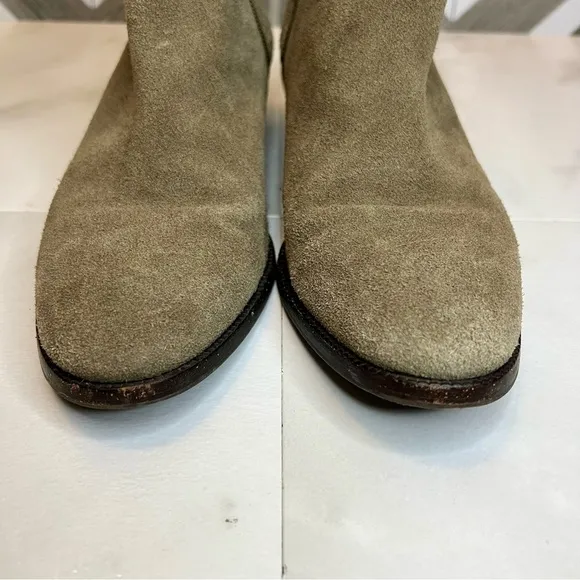 Coach Women's Size 7.5 Coleen Suede Leather Side Zip Ankle Boots Taupe