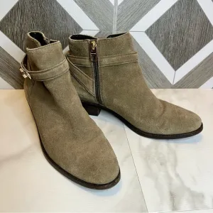 Coach Women's Size 7.5 Coleen Suede Leather Side Zip Ankle Boots Taupe