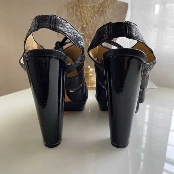 Coach Black Leather Heel Sandals