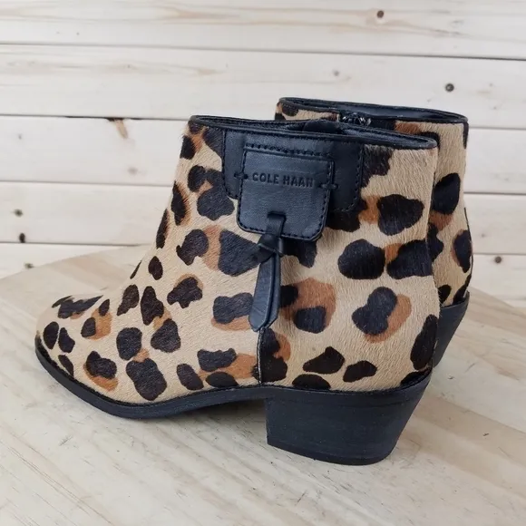 Cole Haan 5.5 US Joanna Genuine Calf Hair/Fur Bootie Boot W18105 Side Zip Jaguar