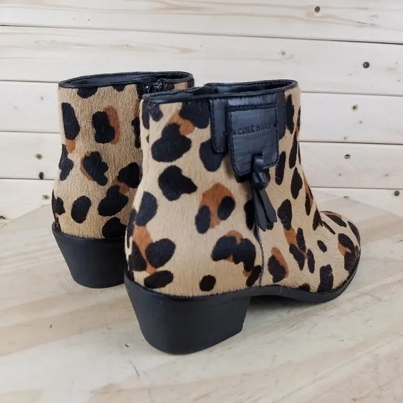 Cole Haan 5.5 US Joanna Genuine Calf Hair/Fur Bootie Boot W18105 Side Zip Jaguar