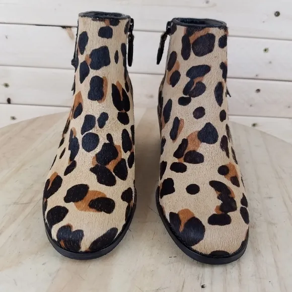 Cole Haan 5.5 US Joanna Genuine Calf Hair/Fur Bootie Boot W18105 Side Zip Jaguar