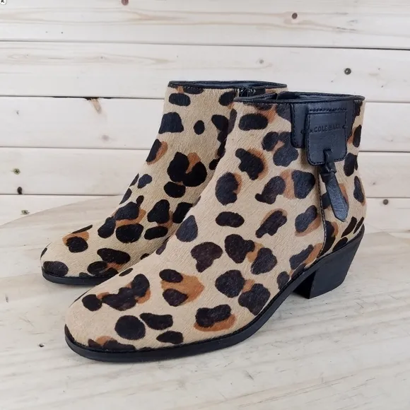 Cole Haan 5.5 US Joanna Genuine Calf Hair/Fur Bootie Boot W18105 Side Zip Jaguar