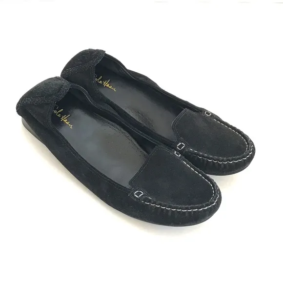 COLE HAAN Ballet Flat Suede Nike Air Black Slip On Loafer Women’s Size 9.5 Wide