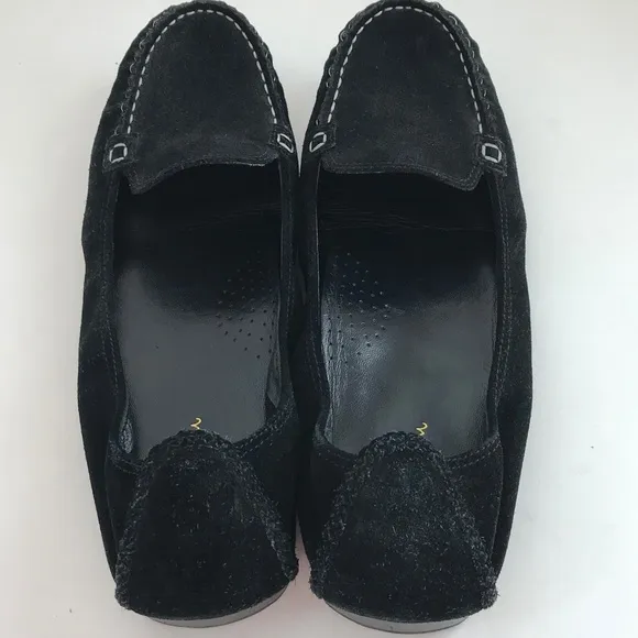 COLE HAAN Ballet Flat Suede Nike Air Black Slip On Loafer Women’s Size 9.5 Wide