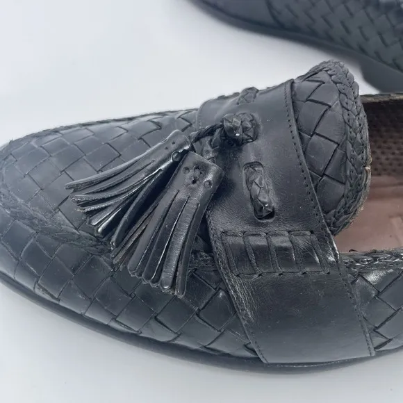 Cole Haan Bragano Mens Size 9.5 Shoes Black Leather Italian Tassel Loafers