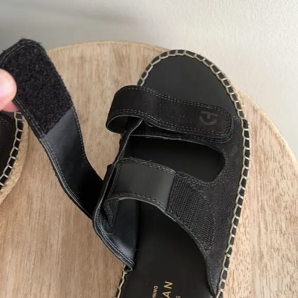 Cole Haan Cloudfeel Espadrille Double Strap Leather Slides with Jute, 5, NWOB