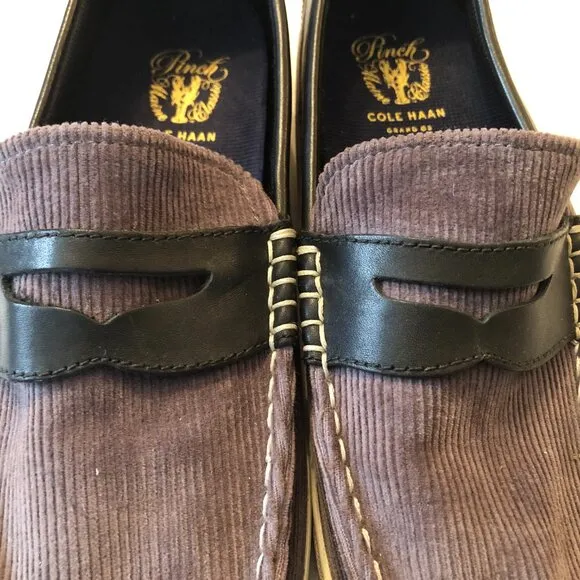 Cole Haan Grand Os Pinch men's gray canvas loafers size: 10 1/2M
