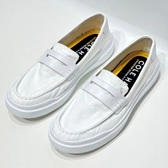 Cole Haan GrandPro Rally Women's White Canvas Penny Loafers Comfort Size 8.5B