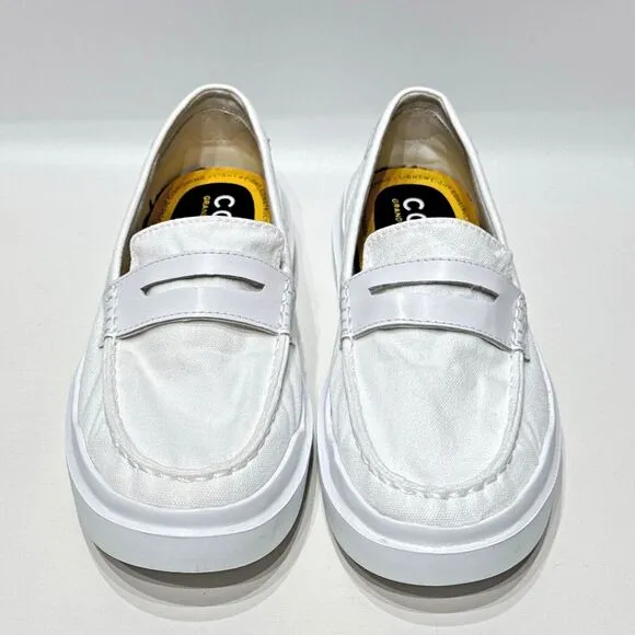 Cole Haan GrandPro Rally Women's White Canvas Penny Loafers Comfort Size 8.5B