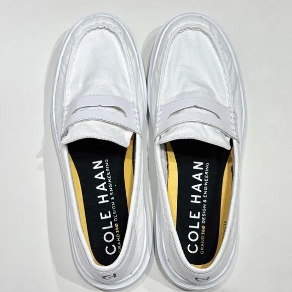Cole Haan GrandPro Rally Women's White Canvas Penny Loafers Comfort Size 8.5B