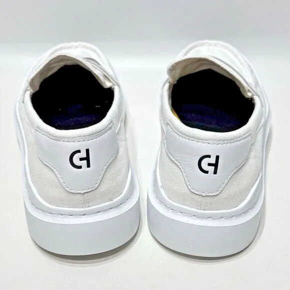 Cole Haan GrandPro Rally Women's White Canvas Penny Loafers Comfort Size 8.5B