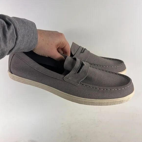 Cole Haan Hyannis Penny Loafer mens size 12 grey canvas slip on boat shoes