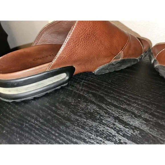 COLE HAAN Leather Sandals Slides Men's 13 with NikeAir Soles Brown