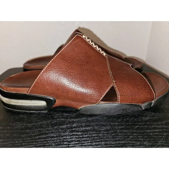COLE HAAN Leather Sandals Slides Men's 13 with NikeAir Soles Brown