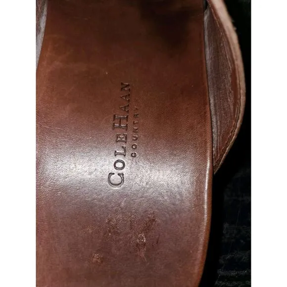COLE HAAN Leather Sandals Slides Men's 13 with NikeAir Soles Brown