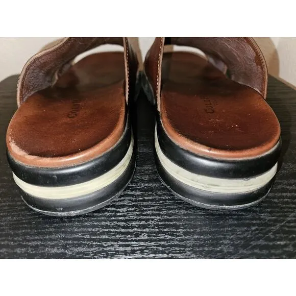 COLE HAAN Leather Sandals Slides Men's 13 with NikeAir Soles Brown