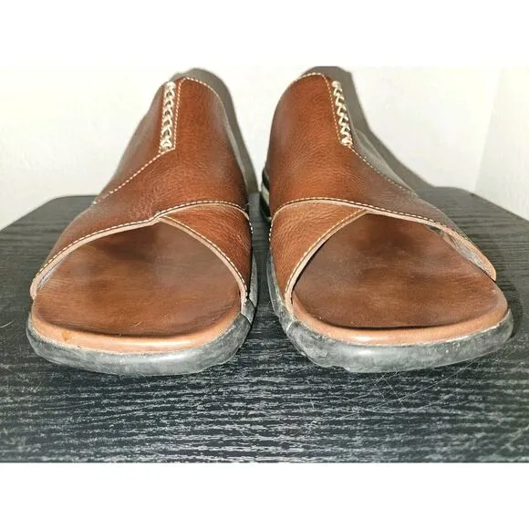 COLE HAAN Leather Sandals Slides Men's 13 with NikeAir Soles Brown