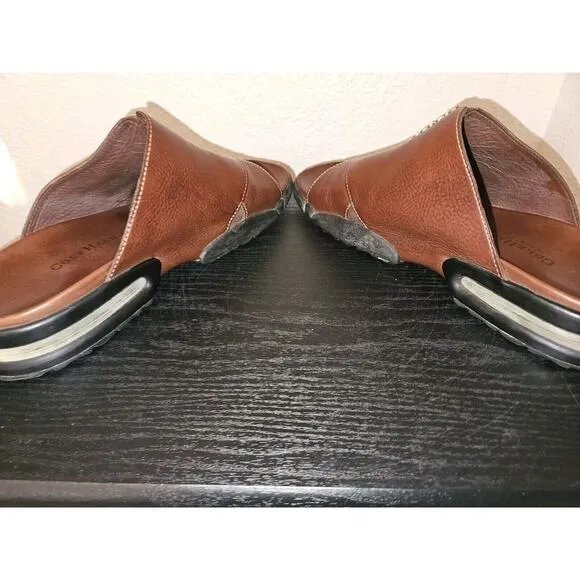 COLE HAAN Leather Sandals Slides Men's 13 with NikeAir Soles Brown