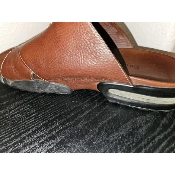 COLE HAAN Leather Sandals Slides Men's 13 with NikeAir Soles Brown
