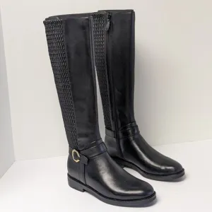 Cole Haan Leela Grand Riding Boots, Black Leather, Women's 5 M