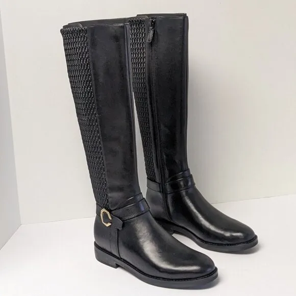 Cole Haan Leela Grand Riding Boots, Black Leather, Women's 5 M