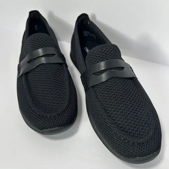 Cole Haan loafers women's 9.5 black mesh leather cushioned stretch lightweight