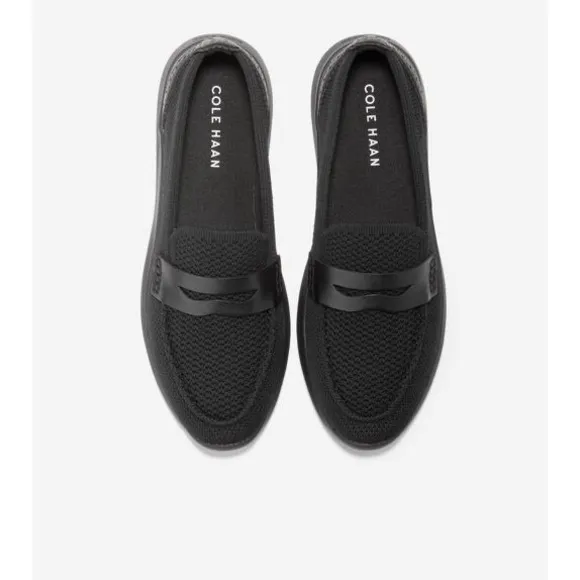 Cole Haan loafers women's 9.5 black mesh leather cushioned stretch lightweight