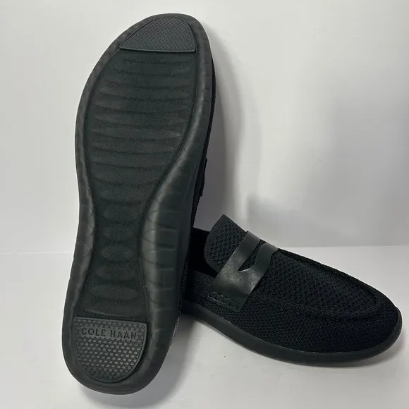 Cole Haan loafers women's 9.5 black mesh leather cushioned stretch lightweight