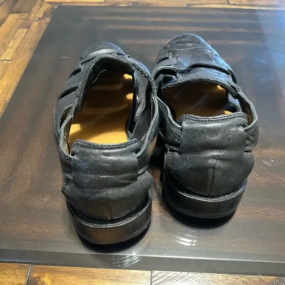 Cole Haan Mens Black Leather Fisherman Sandals Size 9.5