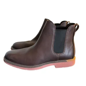 COLE HAAN Men's Go-To Chelsea Pull On Boots Leather Dark Brown Size 10.5