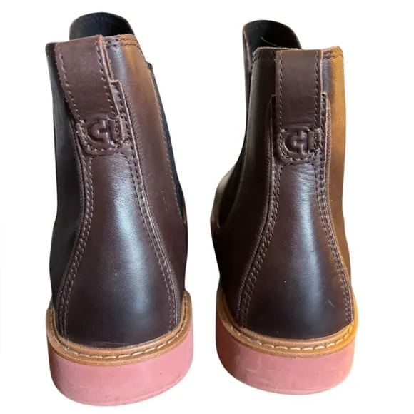 COLE HAAN Men's Go-To Chelsea Pull On Boots Leather Dark Brown Size 10.5
