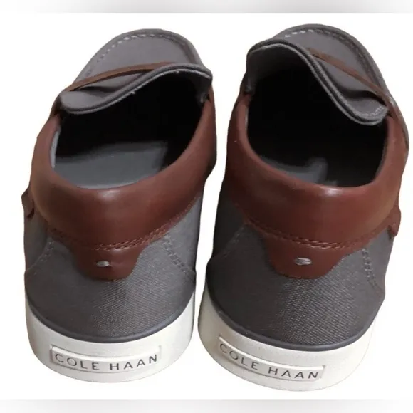 Cole haan men’s grey &amp;‎ brown nantucket penny loafers new size 10.5 brand new