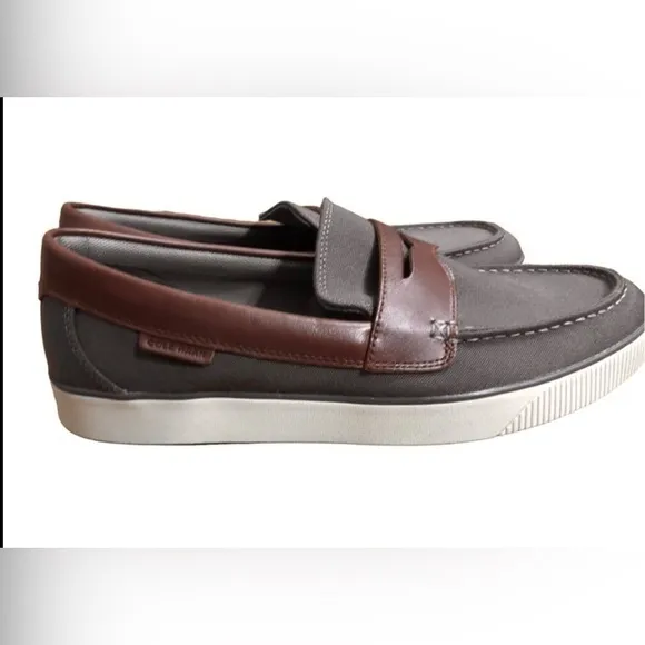 Cole haan men’s grey &amp;‎ brown nantucket penny loafers new size 10.5 brand new