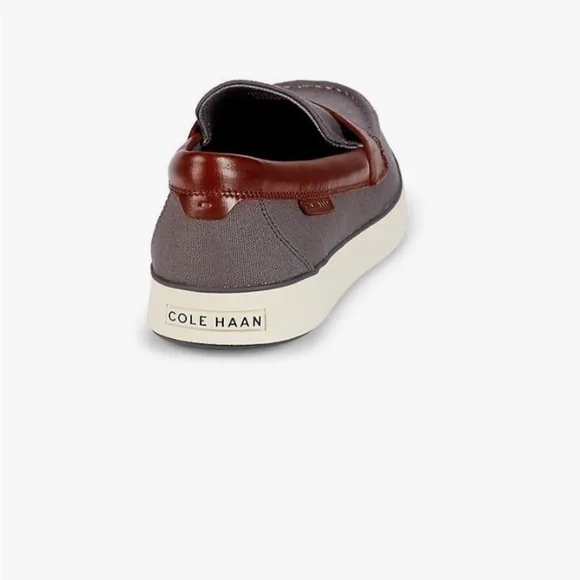 Cole haan men’s grey &amp;‎ brown nantucket penny loafers new size 10.5 brand new