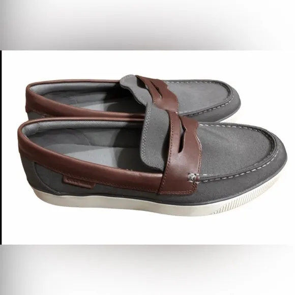 Cole haan men’s grey &amp;‎ brown nantucket penny loafers new size 10.5 brand new