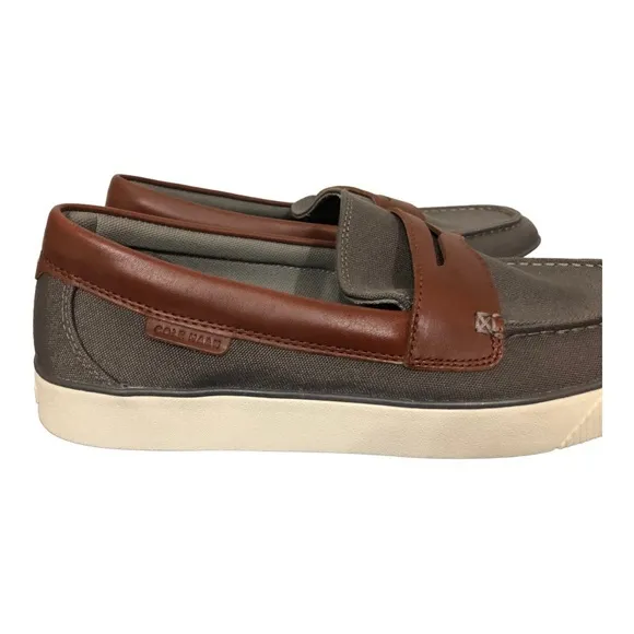 Cole haan men’s grey &amp;‎ brown nantucket penny loafers new size 10.5 brand new