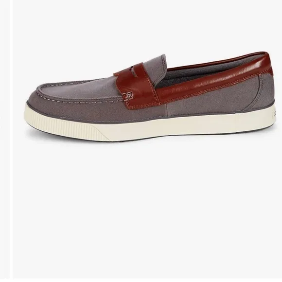 Cole haan men’s grey &amp;‎ brown nantucket penny loafers new size 10.5 brand new