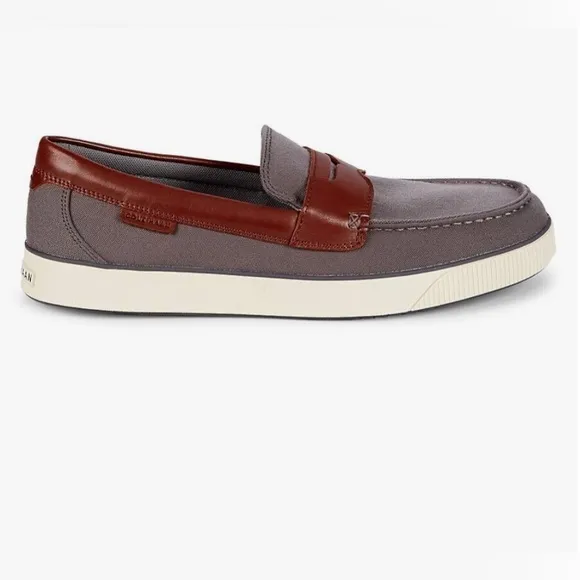 Cole haan men’s grey &amp;‎ brown nantucket penny loafers new size 10.5 brand new