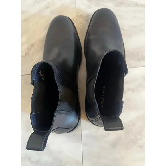 Cole Haan Men's Hawthorne Chelsea Chukka Boots Black Leather C28097 Size 8