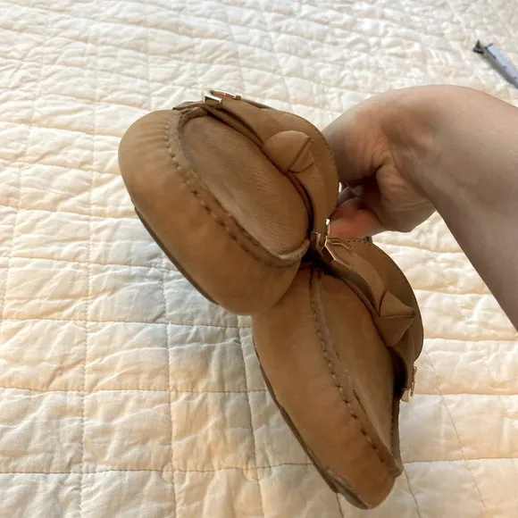 Cole Haan Neutral Women's Evelyn Bow Drivers Loafers Lightweight Birch Beige S8