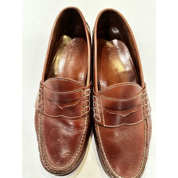 Cole Haan Pinch Penny Loafers Mens Size 11.5 M Cognac Tan Moc Toe Shoe Handsewn