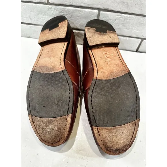 Cole Haan Pinch Penny Loafers Mens Size 11.5 M Cognac Tan Moc Toe Shoe Handsewn