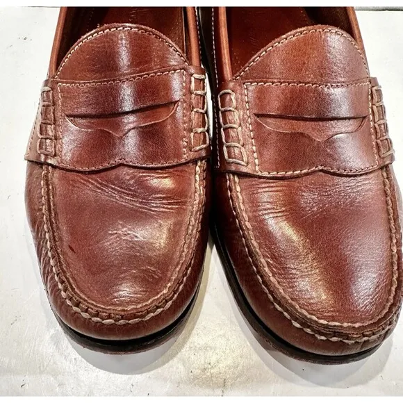 Cole Haan Pinch Penny Loafers Mens Size 11.5 M Cognac Tan Moc Toe Shoe Handsewn