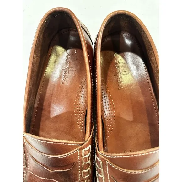 Cole Haan Pinch Penny Loafers Mens Size 11.5 M Cognac Tan Moc Toe Shoe Handsewn