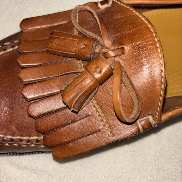 COLE HAAN Saddle Tan Kilt Tassel Leather Dwight‎ Loafers Men’s Sz13M EUC Preppy