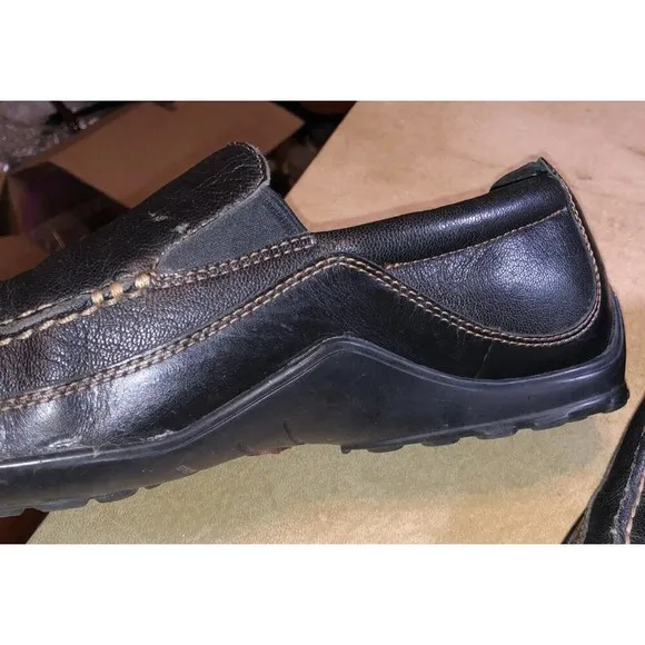 Cole Haan Trucker Venetian Mens Size 10.5 Black Leather Slip On Loafer Shoes