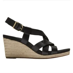 COLE HAAN - WOMENS CRYSTAL WEDGE SANDALS size 6B Colors: Black Glazed Leather