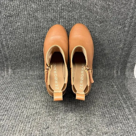 Cole Haan Zerogrand City Wedge Side Zip Ankle Boots Brown Leather Women’s 8 B