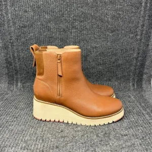 Cole Haan Zerogrand City Wedge Side Zip Ankle Boots Brown Leather Women’s 8 B